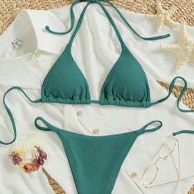 Factory Wholesale Women's Sexy Small Rib Bikini Tie Bikini Set Two Piece Swimsuit Beach Wear (Option: Style5-M)