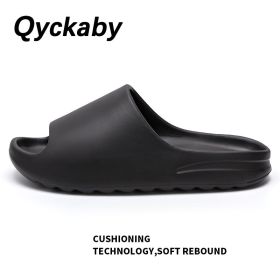 Men Women Summer Beach Slippers Luxury Brand Fashion Outdoor Indoor Eva Soft Flip Flops Male Thick Serrated Sole Anti-slip Shoes (Color: Black, size: 36-37(Fit foot35-36))