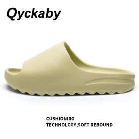 Men Women Summer Beach Slippers Luxury Brand Fashion Outdoor Indoor Eva Soft Flip Flops Male Thick Serrated Sole Anti-slip Shoes (Color: Green, size: 36-37(Fit foot35-36))