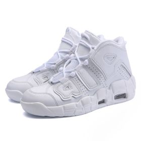Men and women with the same fashion sneakers couple high top thick sole basketball shoes 36-45 (Color: White, size: 41)