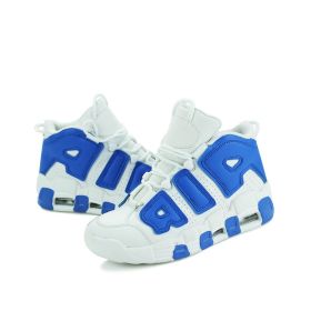 Men and women with the same fashion sneakers couple high top thick sole basketball shoes 36-45 (Color: White blue, size: 44)