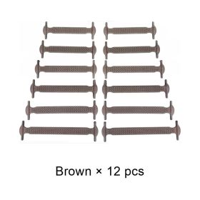 Silicone Elastic Shoelaces Fashion Unisex Athletic No Tie Shoe Lace All Sneakers Fit Quick Shoe Lace (Color: B Brown, Ships From: China)