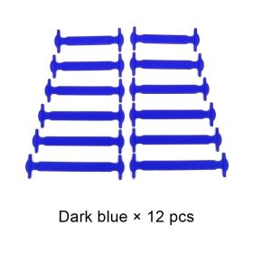 Silicone Elastic Shoelaces Fashion Unisex Athletic No Tie Shoe Lace All Sneakers Fit Quick Shoe Lace (Color: B Deep blue, Ships From: China)