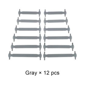 Silicone Elastic Shoelaces Fashion Unisex Athletic No Tie Shoe Lace All Sneakers Fit Quick Shoe Lace (Color: B Gray, Ships From: China)