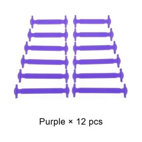Silicone Elastic Shoelaces Fashion Unisex Athletic No Tie Shoe Lace All Sneakers Fit Quick Shoe Lace (Color: B Purple, Ships From: China)