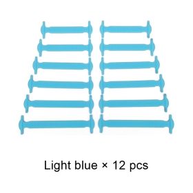 Silicone Elastic Shoelaces Fashion Unisex Athletic No Tie Shoe Lace All Sneakers Fit Quick Shoe Lace (Color: B Light blue, Ships From: China)