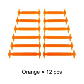 Silicone Elastic Shoelaces Fashion Unisex Athletic No Tie Shoe Lace All Sneakers Fit Quick Shoe Lace (Color: B Orange, Ships From: China)