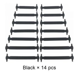 Silicone Elastic Shoelaces Fashion Unisex Athletic No Tie Shoe Lace All Sneakers Fit Quick Shoe Lace (Color: A Black, Ships From: China)