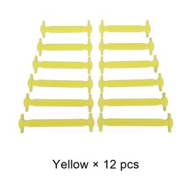 Silicone Elastic Shoelaces Fashion Unisex Athletic No Tie Shoe Lace All Sneakers Fit Quick Shoe Lace (Color: B Yellow, Ships From: China)