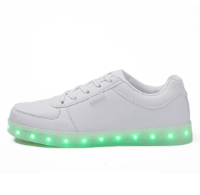 Men's and women's new leisure led luminous shoes seven colored lights low help trend everything casual board shoes (Color: White, size: 45)