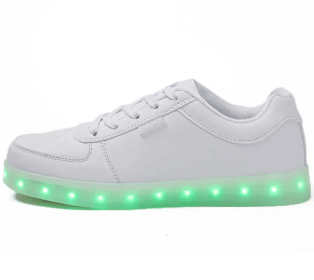 Men's and women's new leisure led luminous shoes seven colored lights low help trend everything casual board shoes (Color: White, size: 40)