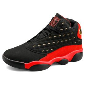 JJ tiger Basketball sneakers Sports basketball shoes for couples (36-46 optional) (Color: Black red, size: 43)
