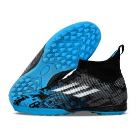 New high top Mandarin duck two-color long spike broken spike football sneakers (Color: Blue/broken nails, size: 41)