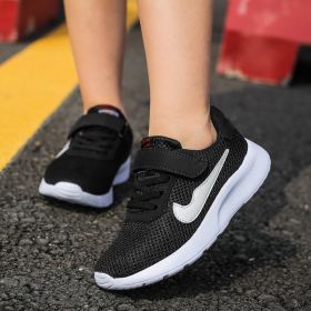 Children's shoes new trend breathable comfortable mesh running shoes for men and women children's shoes Student sports shoes 28-40 (Color: Black, size: 34)