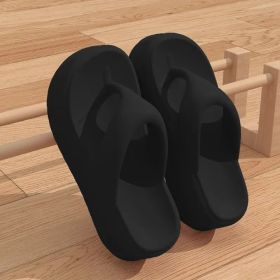 Summer new height-up women's flip-flops fashion trend everything with beach shoes slippers (Color: Black, size: 36-37)