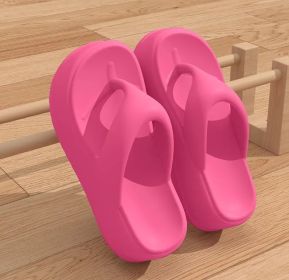 Summer new height-up women's flip-flops fashion trend everything with beach shoes slippers (Color: Rose Red, size: 36-37)