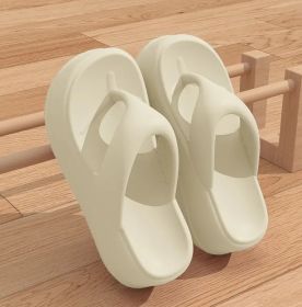 Summer new height-up women's flip-flops fashion trend everything with beach shoes slippers (Color: White, size: 32-33)