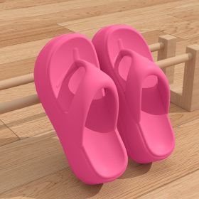 Summer new height-up women's flip-flops fashion trend everything with beach shoes slippers (Color: Rose Red, size: 38-39)