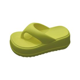 Summer new height-up women's flip-flops fashion trend everything with beach shoes slippers (Color: Green, size: 38-39)