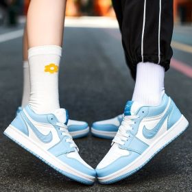 New Air Force AJ1 green apple couple shoes men's sports basketball shoes fashion trend match men's and women's casual sports shoes 36-45 (Color: Light Blue, size: 39)
