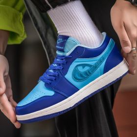 New Air Force AJ1 green apple couple shoes men's sports basketball shoes fashion trend match men's and women's casual sports shoes 36-45 (Color: Blue, size: 40)