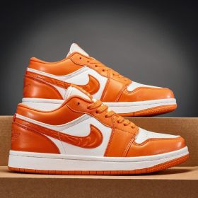 New Air Force AJ1 green apple couple shoes men's sports basketball shoes fashion trend match men's and women's casual sports shoes 36-45 (Color: White orange, size: 38)