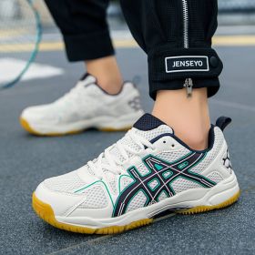Men's and women's new fashion fashion comfortable badminton shoes anti-slip wear men's sports shoes table tennis shoes (Color: White Blue Moon, size: 37)
