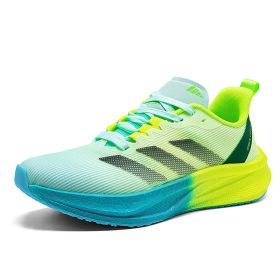 Summer new couple carbon plate sports shoes Breathable running sports shoes fashion men's and women's sports shoes (Color: Gray blue green, size: 42)