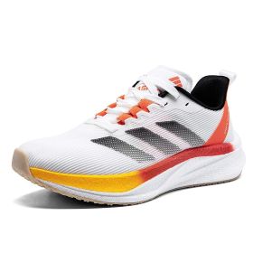 Summer new couple carbon plate sports shoes Breathable running sports shoes fashion men's and women's sports shoes (Color: White blue red, size: 44)