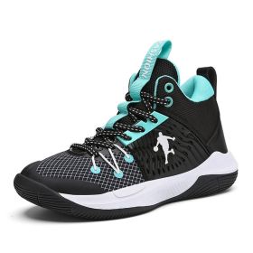 New fashion children's shoes comfortable and breathable all match primary and secondary school students youth basketball sports shoes running sho (Color: Dark moon, size: 34)