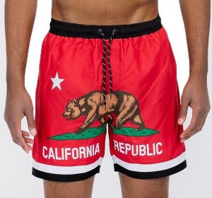 California CA Bear Swim Trunks Board Shorts (Color: Red, size: L)