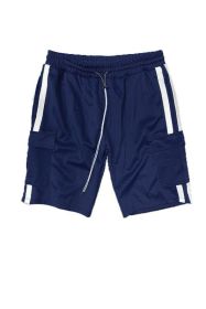 Two Stripe Cargo Pouch Shorts (Color: Black white, size: 2XL)