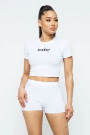 2 Pieces Short Sleeve Outfits Sets Sexy Active (Color: Black, size: XLarge)
