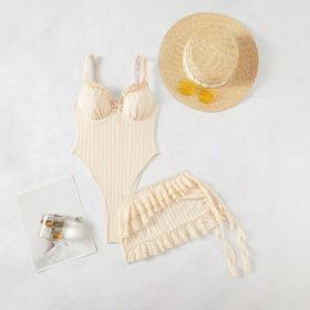 Ladies' Skirts And Jumpsuit Swimwear (Option: Milky White-M)
